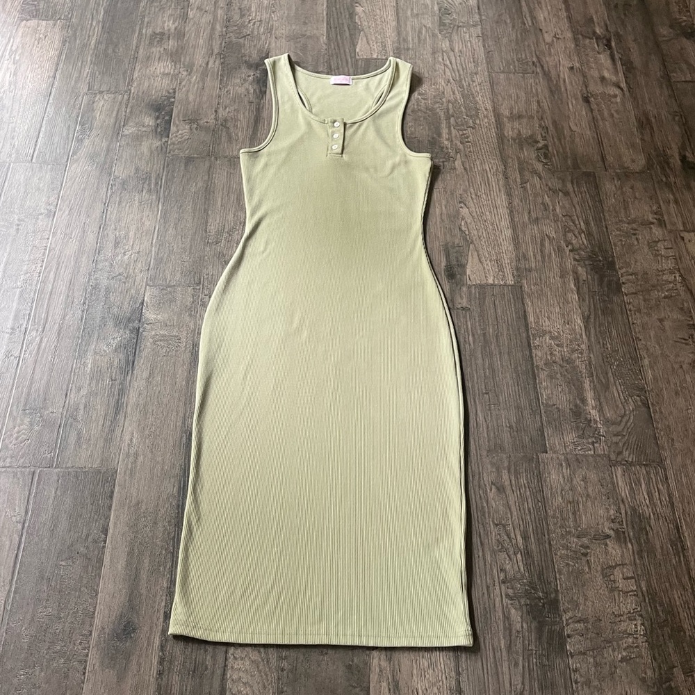 Pink Lily Wonderstruck Ribbed Tank Midi Dress Size M - Picture 2 of 10